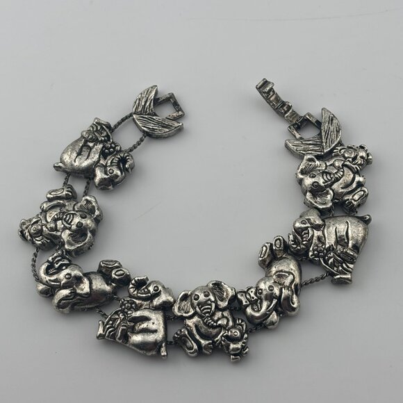 Silver Toned Metal Elephant Bracelet - Picture 3 of 4